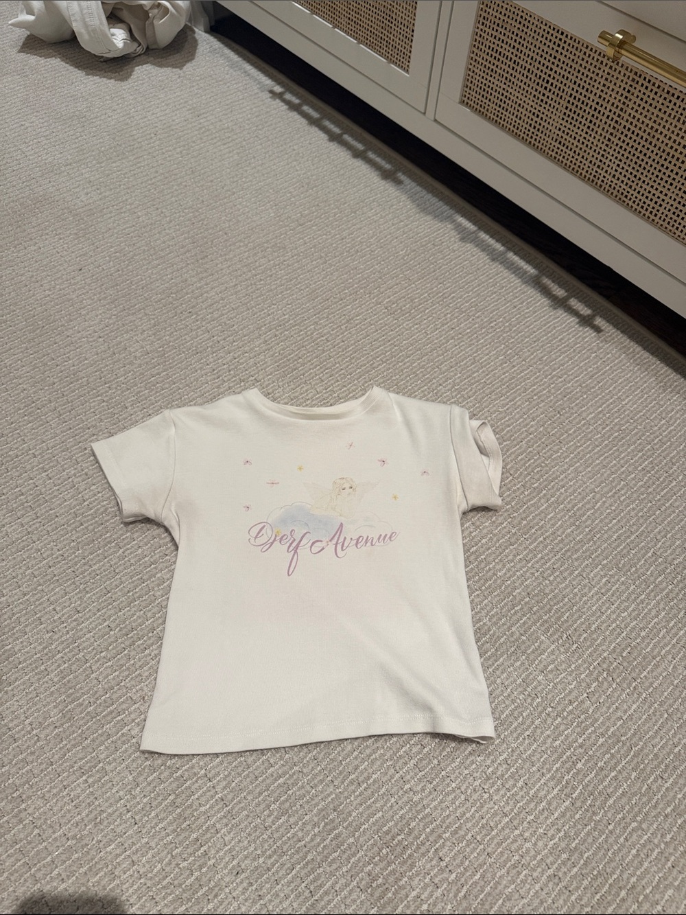 Djerf Avenue Cream Graphic Short Sleeve Tee